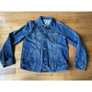 GAP Denim Jean Jacket Womens M Blue Trucker Med Wash Vintage 90s Layering Casual
